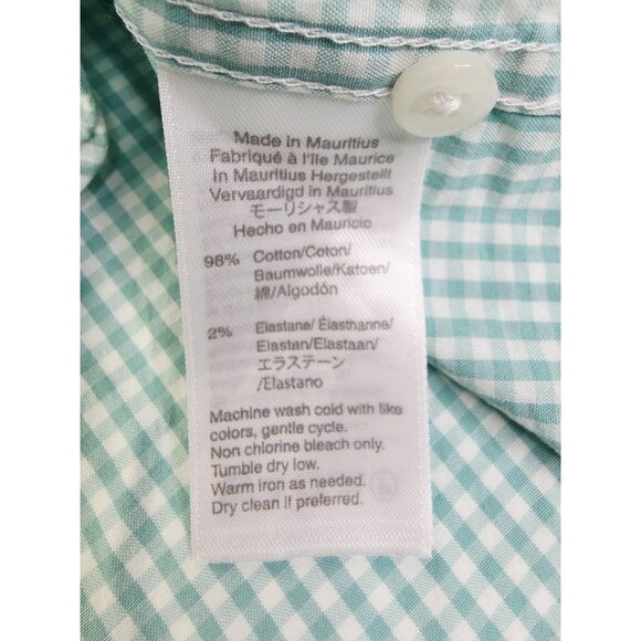 J. Crew Slim Untucked Stretch Short Size Large Green White Check Button Down NWT - Picture 7 of 10